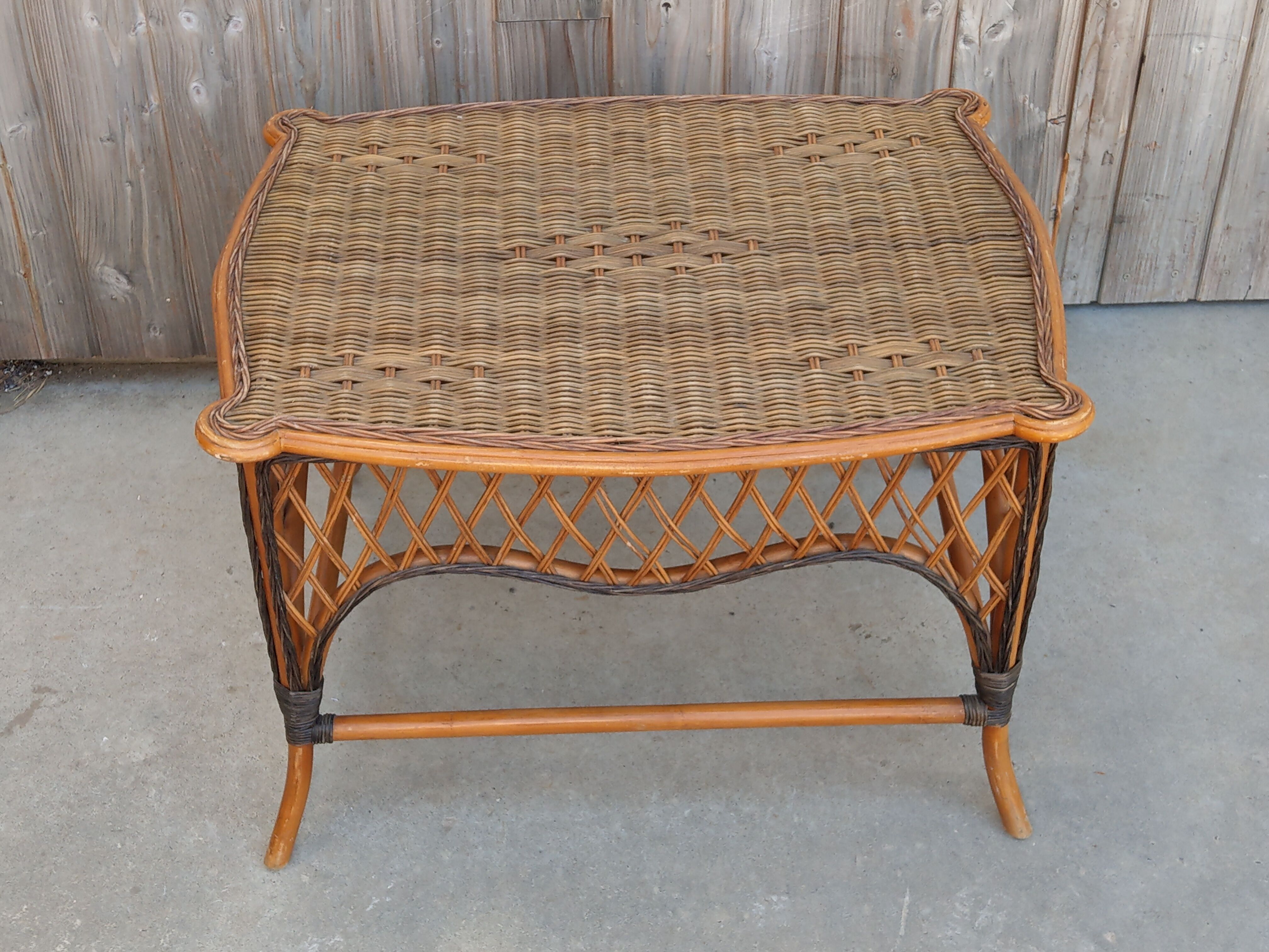 Rattan coffee table - wicker 50's