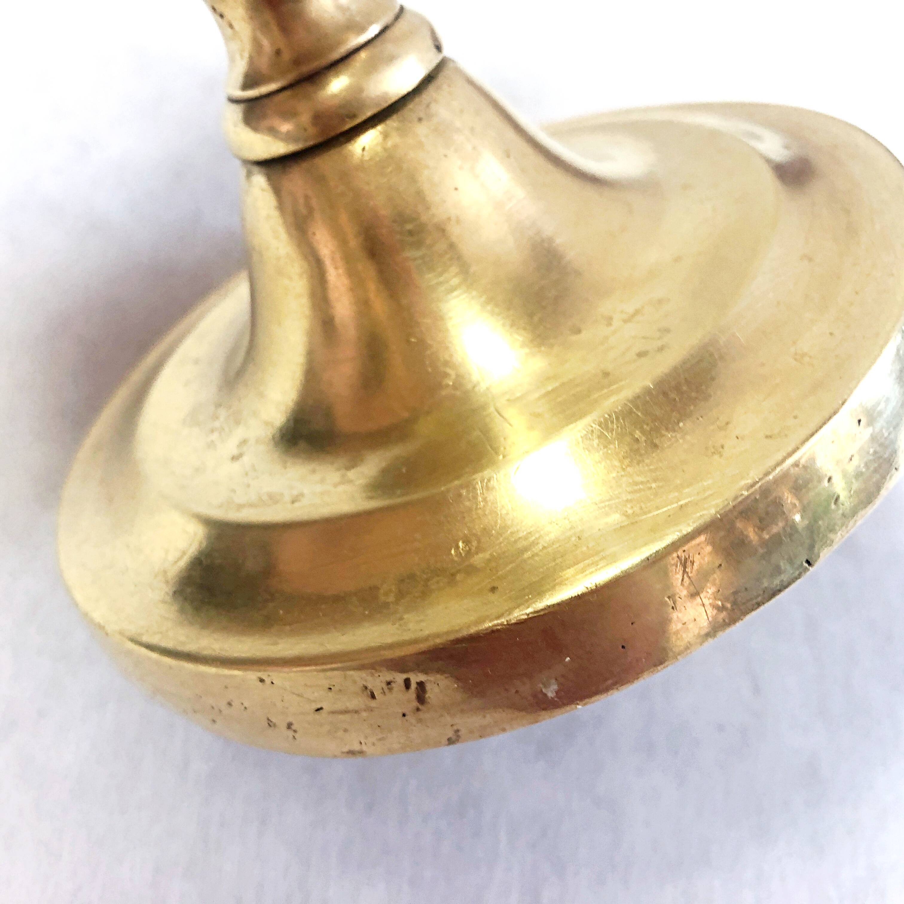 19th century gilded copper torch candle holder