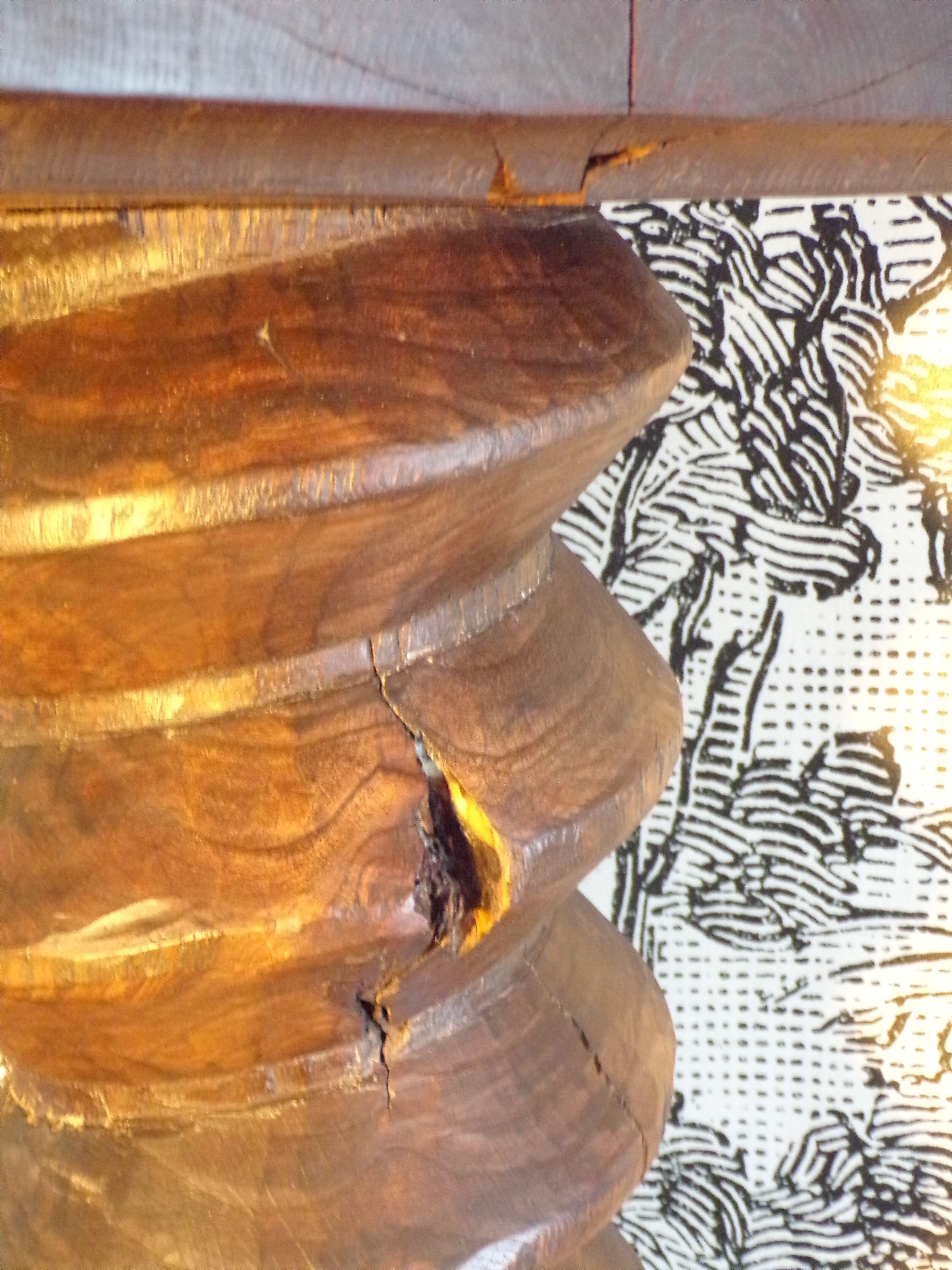 Old carved wooden presentation column h=150 cm