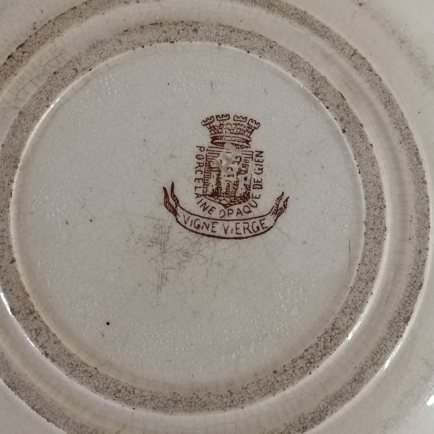 3 plates of iron earth mismatched Gien