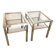 Pair of Brushed Steel Side Tables, Smoked Glass by Guy Lefèvre