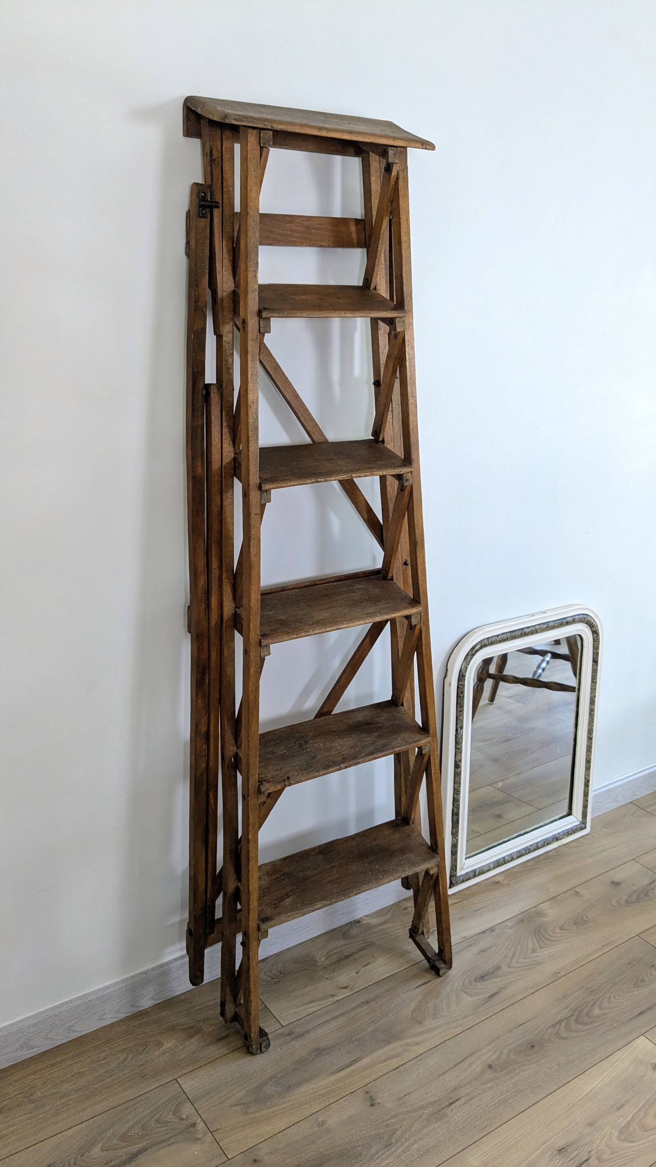 Vintage wooden painter's stepladder - authentic patina
