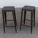 Pair of black metal stools