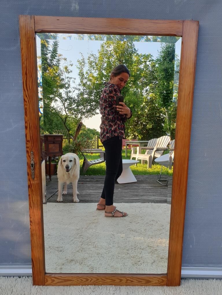 Beveled Ice Pine Door Mirror 64X120