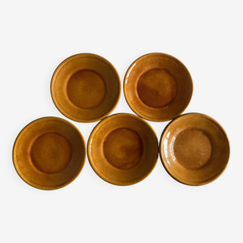 Set of 5 XS glazed earthenware plates from Biot 1960