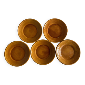 Set of 5 XS glazed earthenware plates from Biot 1960