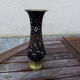 Metal brass, painted and carved vase, with a Peacock, vintage