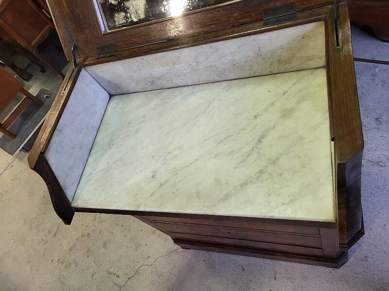 dressing table 4 drawers marble top in mahogany from the 19th century