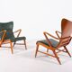 Architectural Swedish Mid-Century Modern armchairs by Axel Larsson, 1950’s