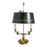Ancien Lampe Bouillotte 2 Feux Cygne Lucien Gau Bronze Doré Empire Napoléon