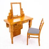 Coiffeuse Art Déco avec chaise, milieu du 20e siècle, Pologne.