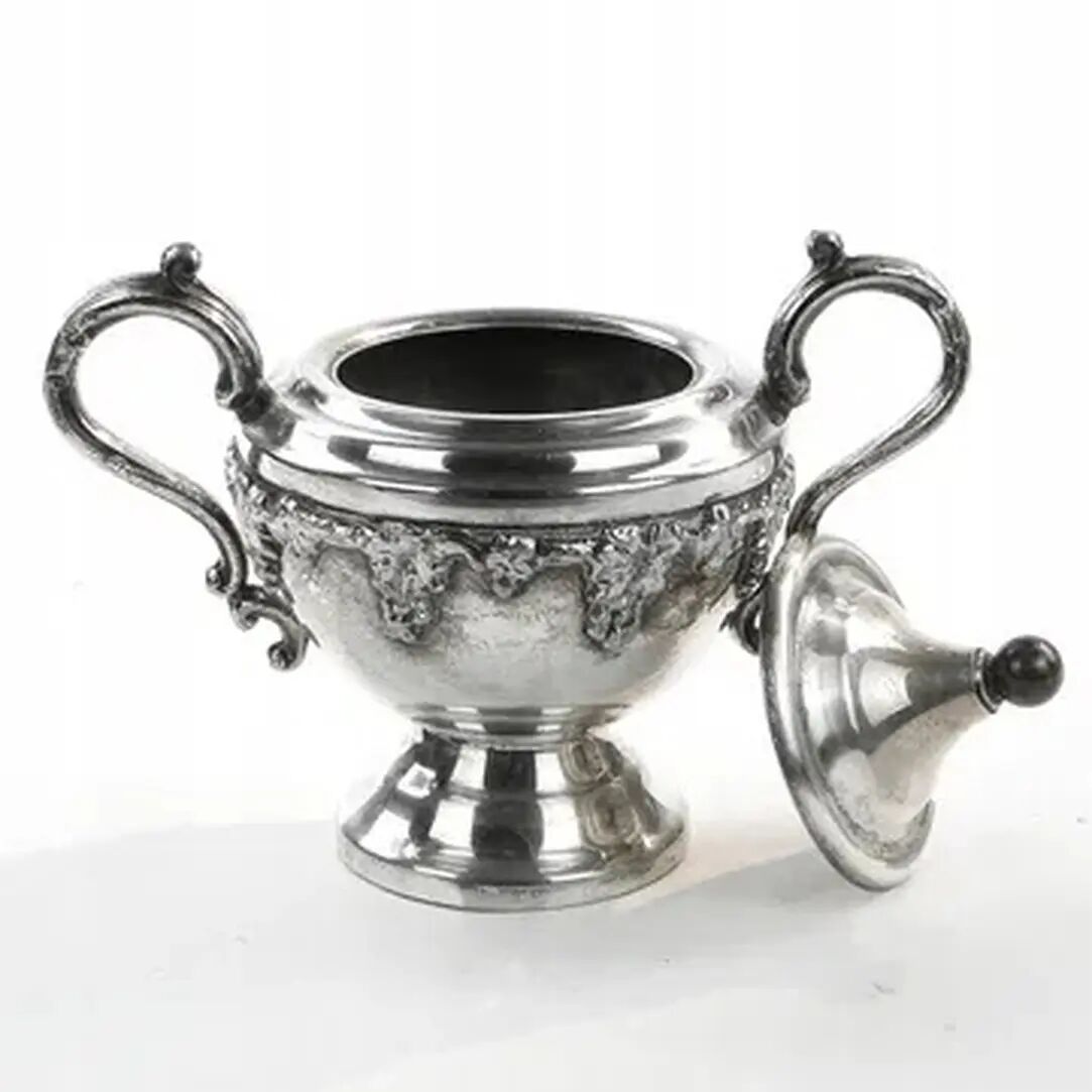 Art Nouveau sugar bowl, silver-plated brass, Germany, early 20th century