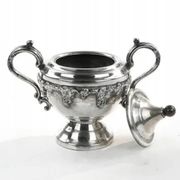 Art Nouveau sugar bowl, silver-plated brass, Germany, early 20th century