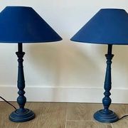 Pair of classic navy blue wooden lamps 57x25 very beautiful