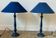 Pair of classic navy blue wooden lamps 57x25 very beautiful