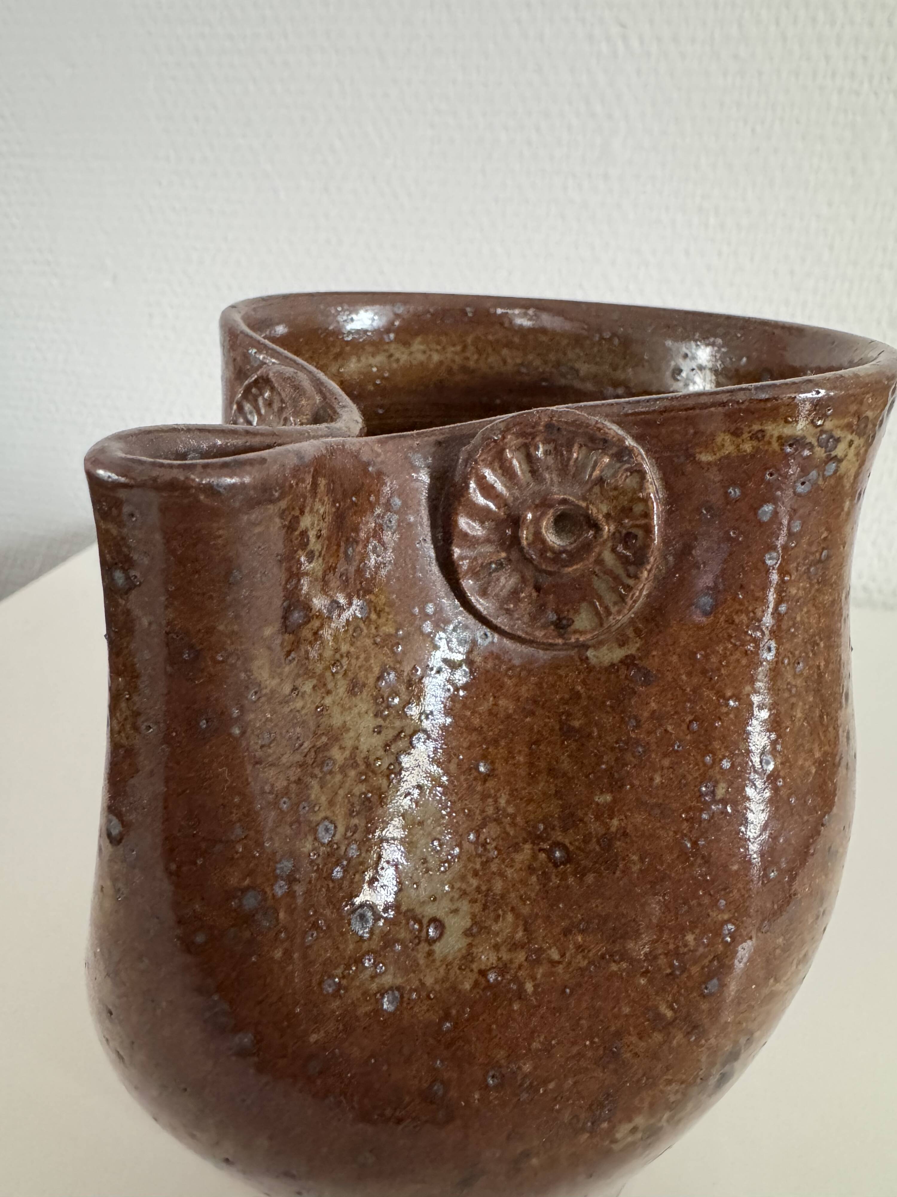 Zoomorphic Pyrite Stoneware Pitcher / France, 1950s