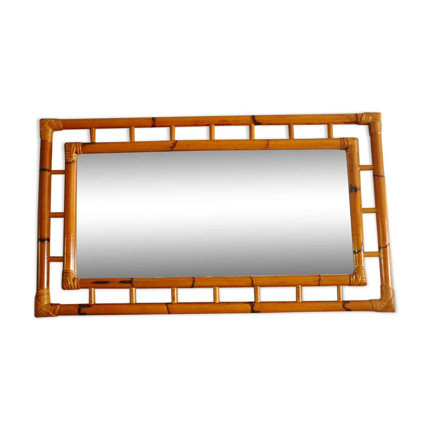 Bamboo mirror, openwork, vintage
