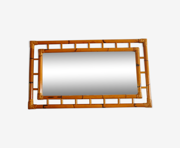 Miroir en bambou, ajouré, vintage