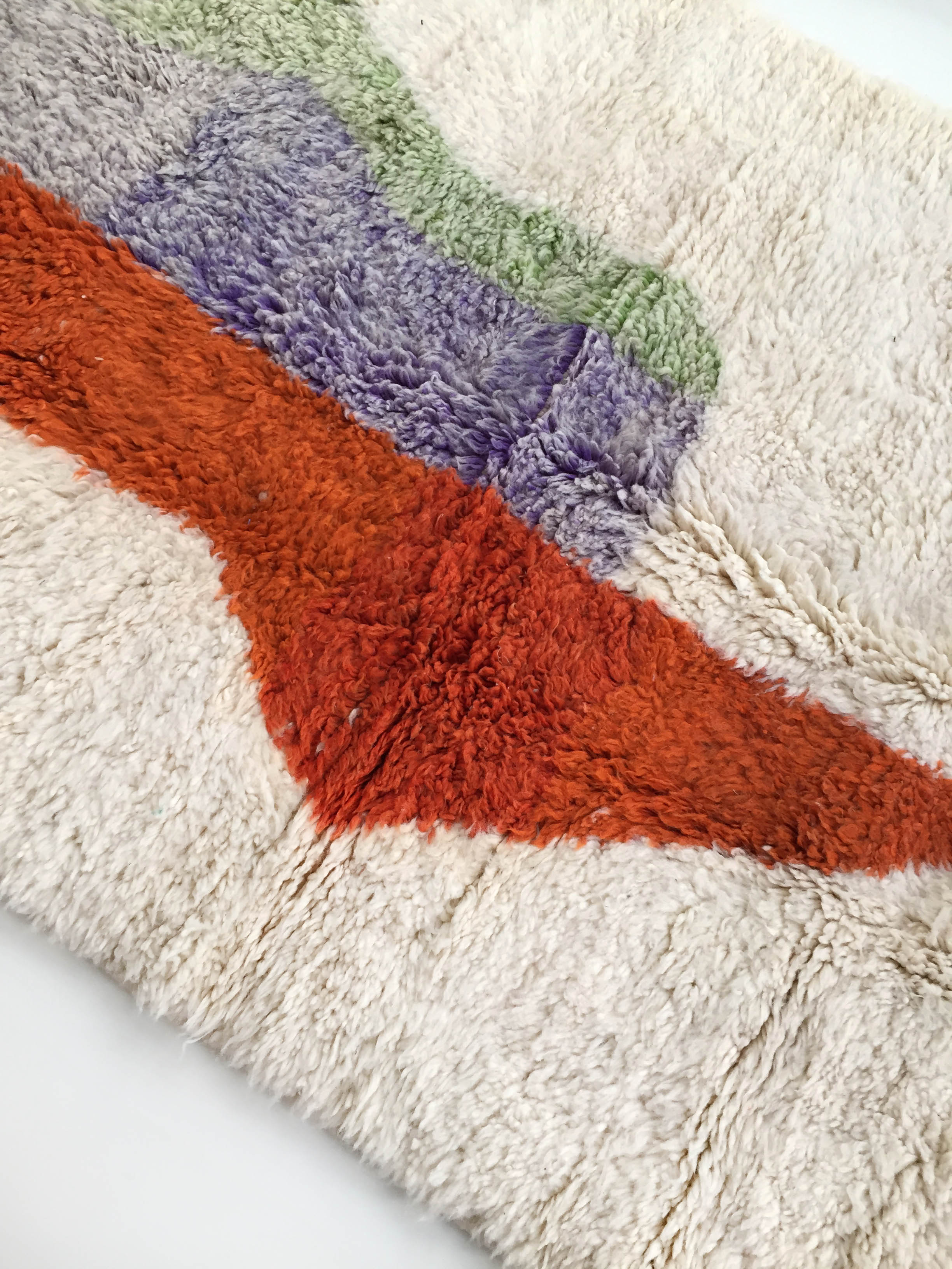 Moroccan Berber carpet Beni Ouarain ecru with colorful patterns 205x132cm