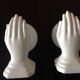 Pair of hand ceramic and opaline wall lamps vintage