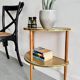 Table d'appoint demi-lune à deux niveaux vintage