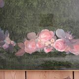 Large painted metal serving tray with handles 74.7 X 55.5 cm