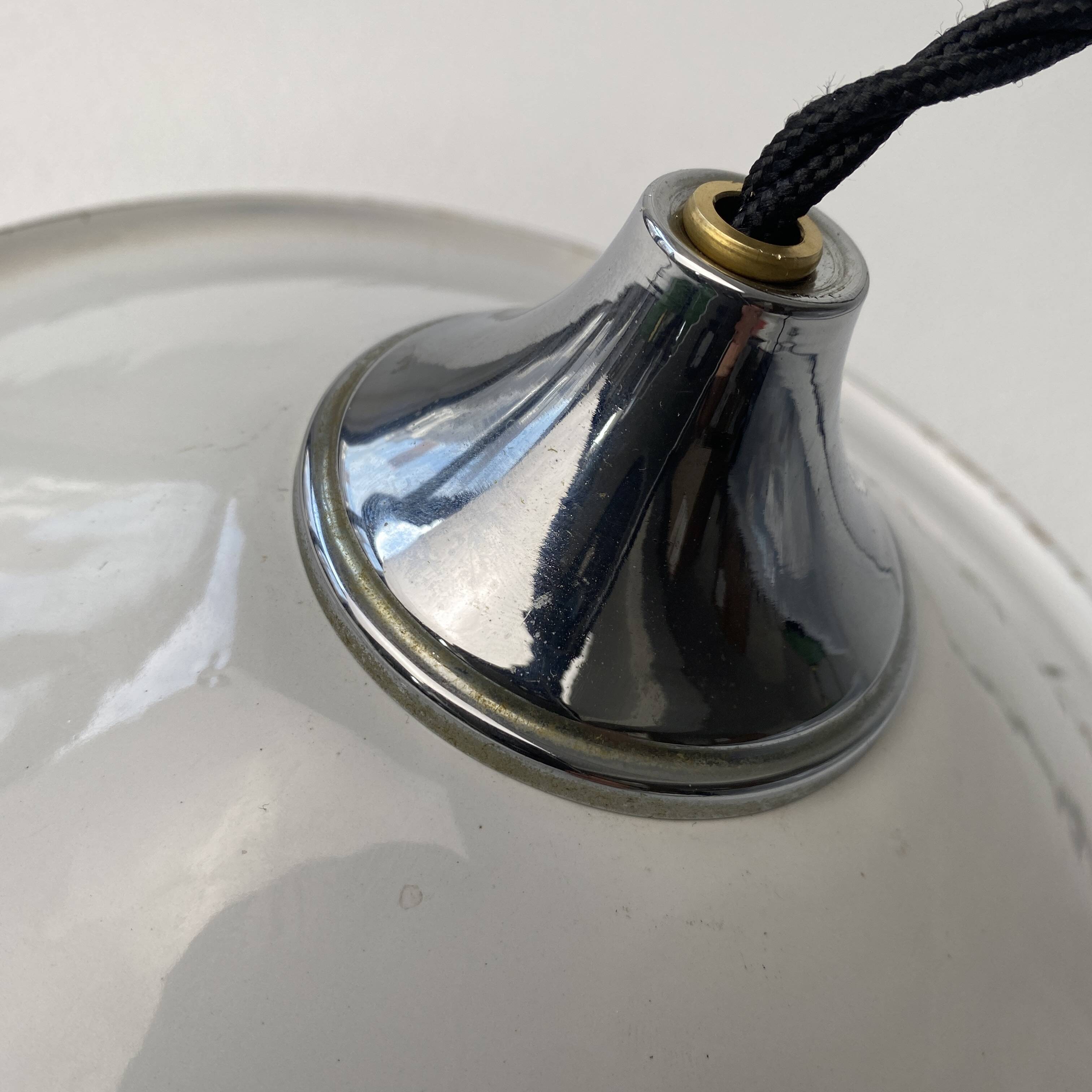 OLD SMALL INDUSTRIAL WHITE ENAMEL PENDANT