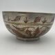 Antique ISLAMIC BOWL in tinned BRASS with engraved decoration and colored patterns