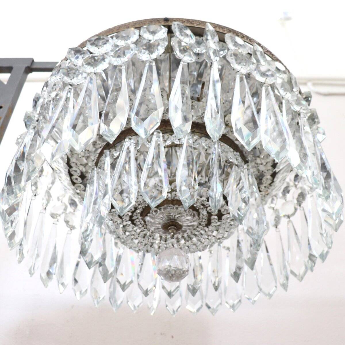 Chandeliers With Large Crystal Drops, Italy, Early 20th Century