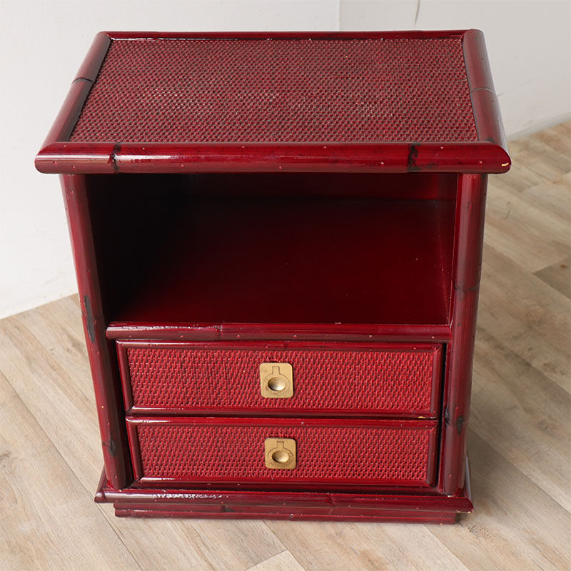 Vintage Dal Vera bedside table in bamboo and wicker, 1970