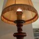 Cherry wood lamp and its leather shade