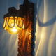 Sconce in wood and yellow glass ball from the 1960/1970