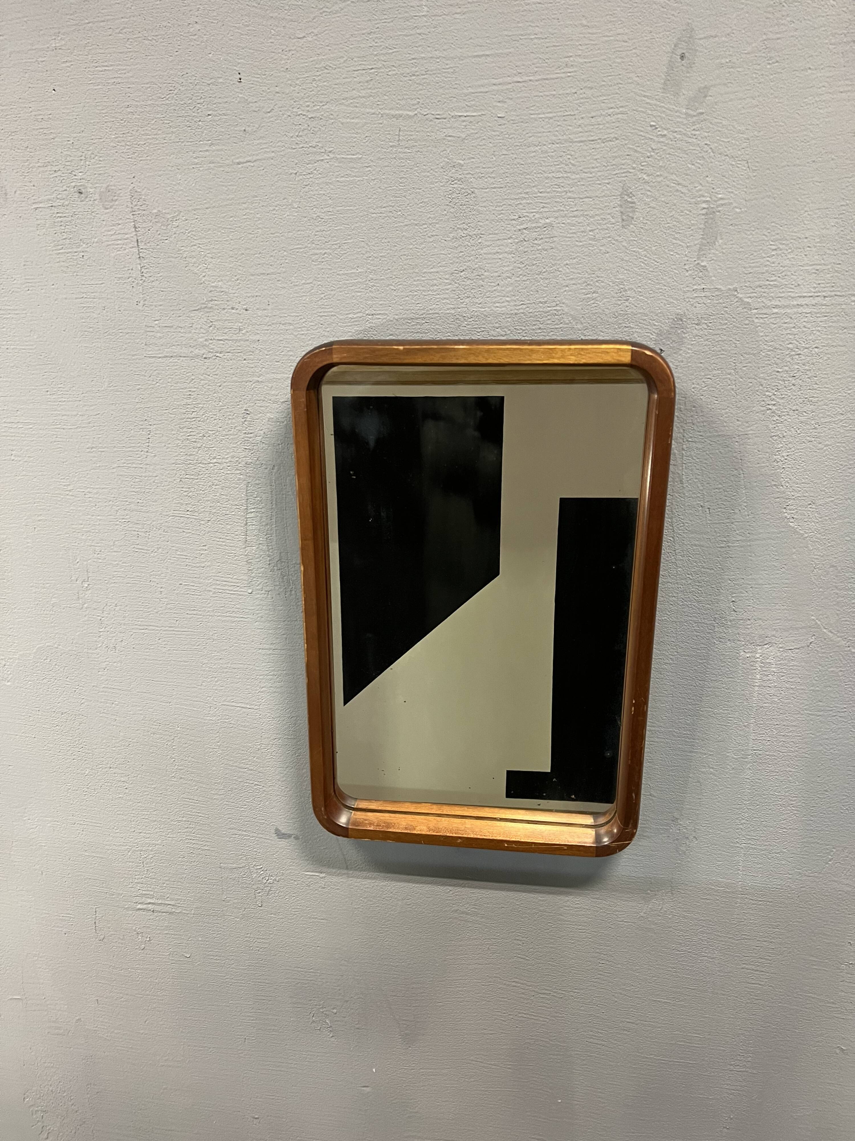 Scandinavian modernist wooden mirror