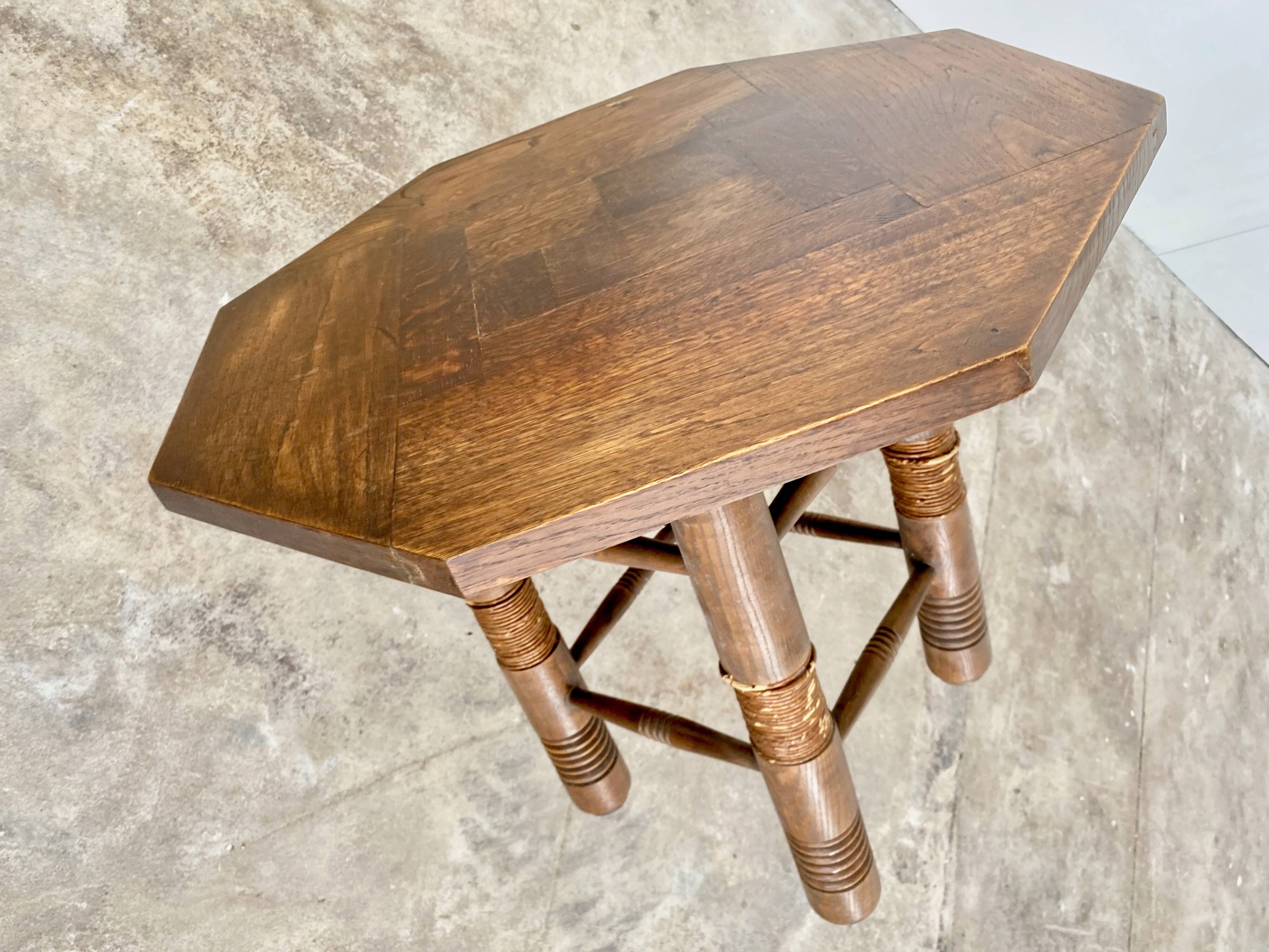 Breton octagonal oak table from the 20s and 30s
