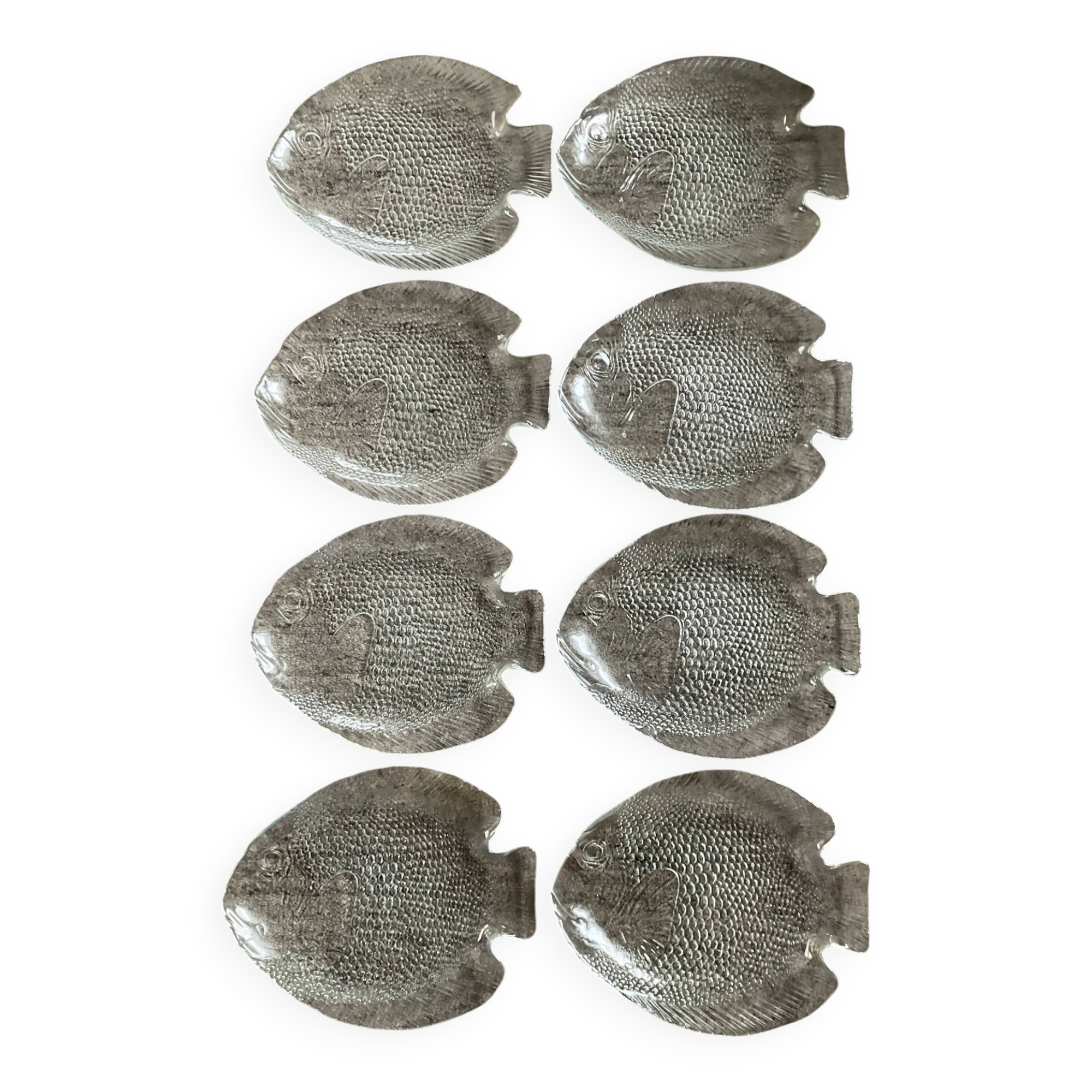 Set of 8 vintage fish plates Arcoroc France