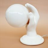 Hand-operated wall lamp in opaline globe ceramic