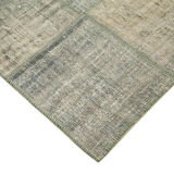 Handwoven oriental overdyed 176 cm x 243 cm grey patchwork carpet