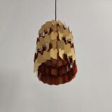 Set of 2 gold and orange 'Facet-pop' pendant lamps by Louis Weisdorf for Lyfa, Denmark 1960's