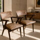 Pair of vintage armchairs in solid wood, 1960s