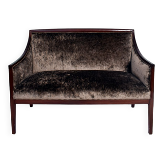 Mahogany and velvet two seats sofa, 1940s.