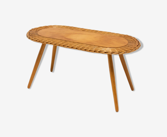 Tabouret en rotin par Jan Kalous pour ÚLUV, années 1960, Tchécoslovaquie