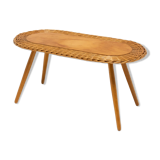 Mid century rattan stool by Jan Kalous for ÚLUV, 1960´s, Czechoslovakia