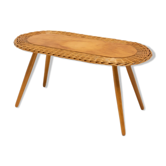 Tabouret en rotin par Jan Kalous pour ÚLUV, années 1960, Tchécoslovaquie