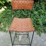 Paire de tabourets de bar en cuir vintage