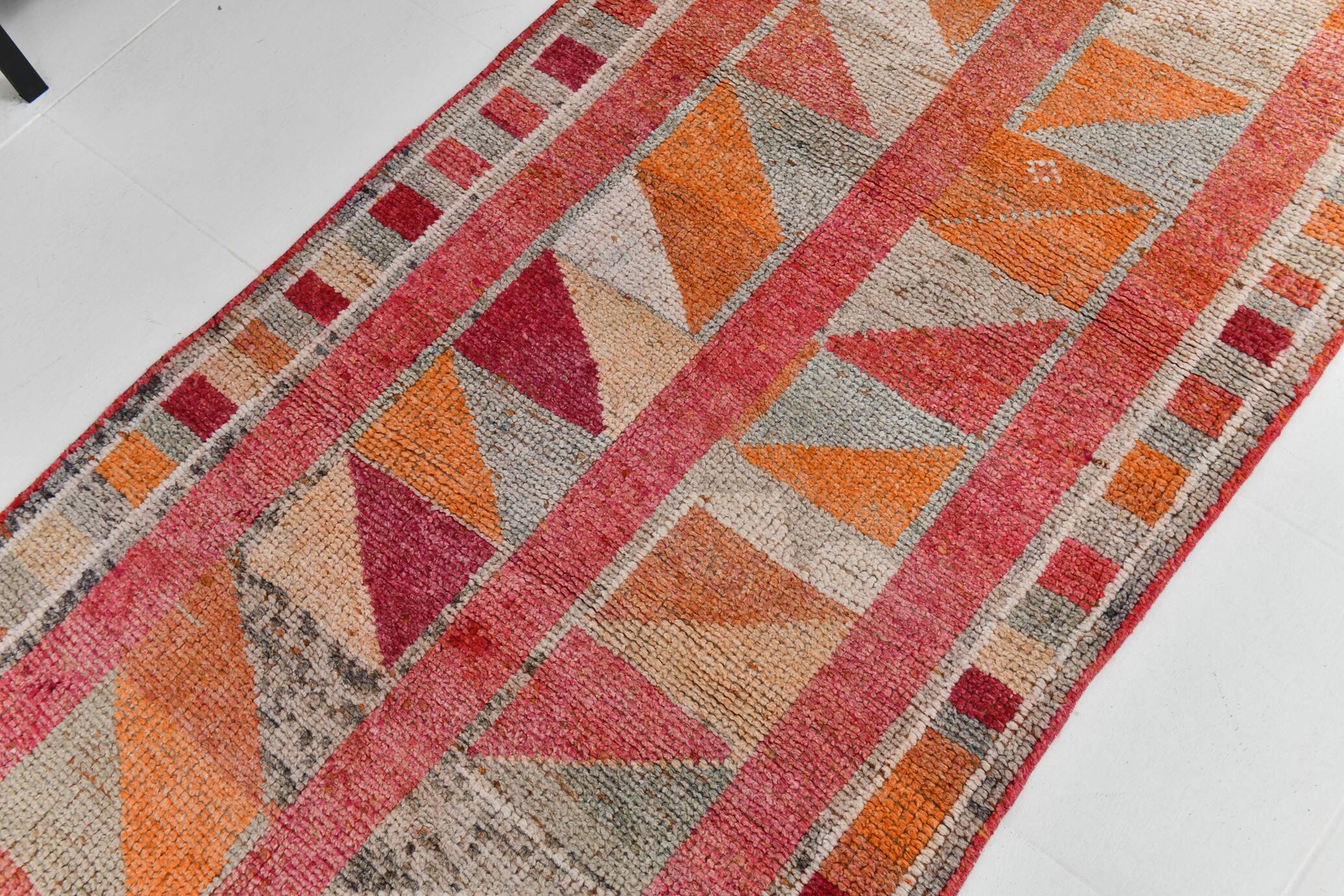 Pink & Red Hallway Vintage Runner Rug, 100x356Cm