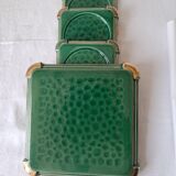 Ceramic trivets and glasses from Poët-Laval. Vintage