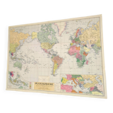 Large planisphere world map 105 by 74cm