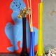 Trio of ancient stretched glass soliflores