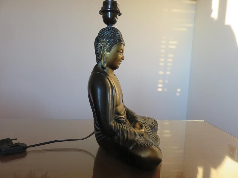 Italian "Buddha" lamp in polychrome plaster 70s