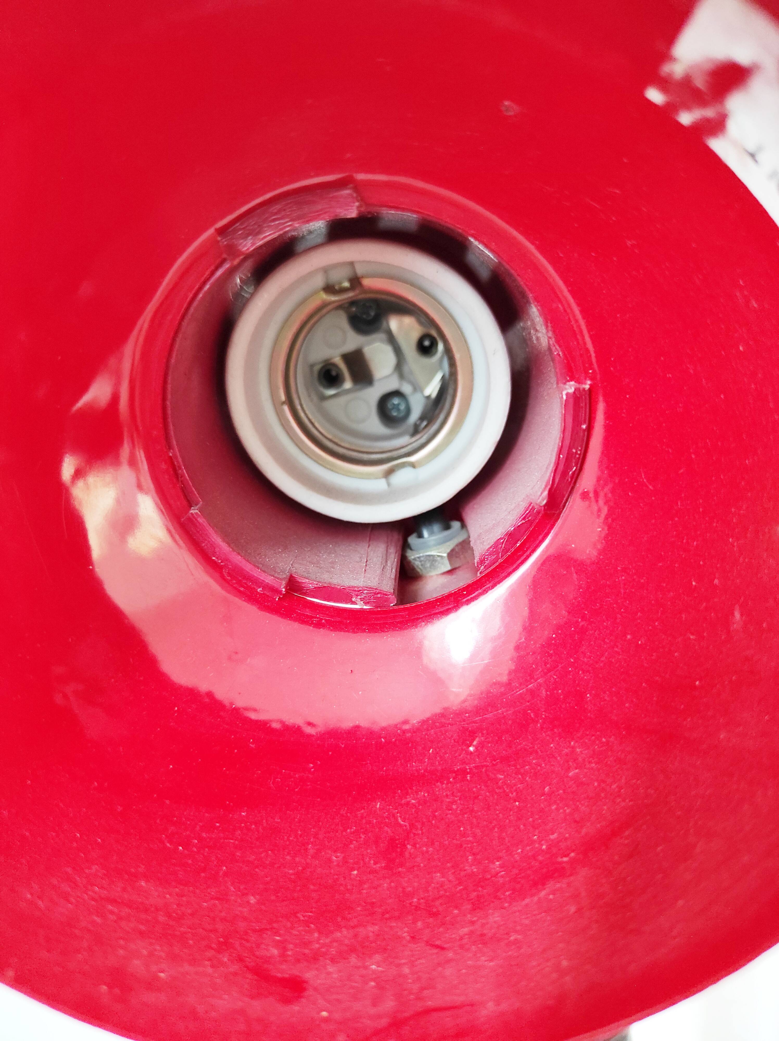 Red vintage lamp, 30.5 cm high